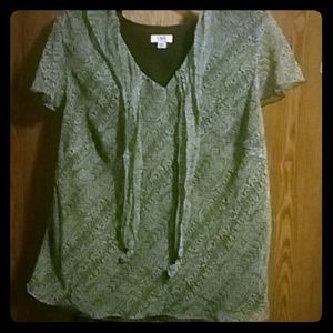Green/Brown print blouse